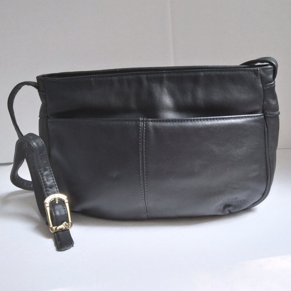 Stone Mountain Black Leather Multi Compartment Little Crossbody Bag & Keyring